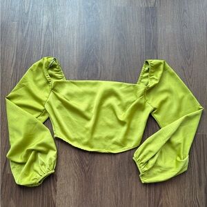 NWT Blue Blush Green Cropped Long Sleeve Blouse